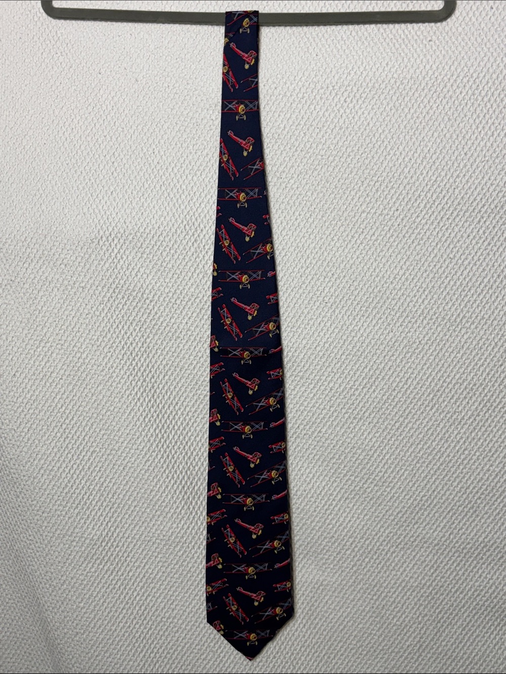 BEAUFORT Tie Rack Classic Navy Tie with Planes 100% Silk Made in Italy NEW